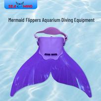 Purple Mermaid Monofin Flippers with Children's Frog Shoe Design One Size (Adjustable Size) violetinė