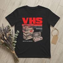 VHS Tape The Future Is Here 1976 TShirt Unisex Video Worn Out Casual Cotton Tee Shirt Round Neck Short Sleeve T Shirts Clothing 4XL gray