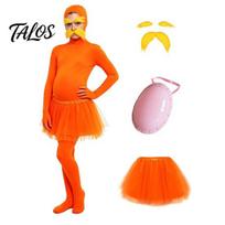 Helovino Cosplay Apranga Oranžinis Pilnas Bodis, su Tiulio Sijonu, Netikra Pilvo Dalimi, Geltonais Üsais ir Antakiais, Atviru Veidu Zentai Kostiumas, Unitardas 150CM B orange
