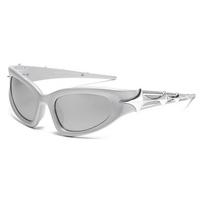 Futuristic Iridescent Cyberpunk Sunglasses: Hip Hop Style, Sun & Wind Protection for Outdoor Sports white