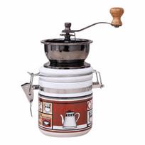 Ceramic Manual Coffee Grinder Vintage Hand Crank Grinder Coffee Bean Grinder  Travel White round gray