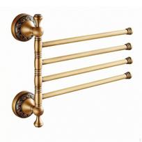 Swivel Towel Rack Quick Drying Swing Arm Bar Heavy Duty for Powder Room Antique_Four Rods beige