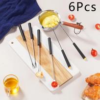 6/12Pcs Stainless Steel Fork Hot Pot Forks Fondue Melting Skewer Kitchen Cheese Fruit Dessert Fork Tools Food Accessories beige