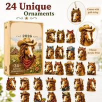 Christmas Advent Calendar with 2D Acrylic Hanging Ornaments, Horse Life Series One Size brown