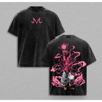Majin Buu Vintage Washed Anime T-Shirt | Kid Buu Pink Energy Graphic Tee | Overs 100 black