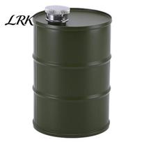 Food Grade Oil Drum 750ML Mini Stainless Steel Drum, Barrel Shaped Dispenser Leak Proof Bottle, Industrial Style Storage Can Container Durable 750ML žalia