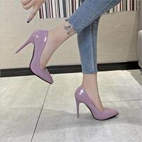 Nauji 10 cm raudonos spalvos smailianosiai aukštakulniai stiletto sekli iškirptė seksuali juoda lakinė darbo avalynė moteriška avalynė Didelis dydis 34-43 6 gray