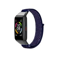 Naujas reguliuojamas nailoninis dirželis, skirtas Huawei Band 6 kvėpuojantis 6NFC pakaitiniai priedai Apyrankė Honor band 6 apyrankei For Honor Band 6 tamsiai mėlyna spalva