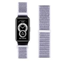 Naujas reguliuojamas nailoninis dirželis, skirtas Huawei Band 6 kvėpuojantis 6NFC pakaitiniai priedai Apyrankė Honor band 6 apyrankei For Huawei Band 6 balta