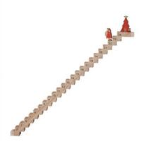 Santa Wood Advents Calendar Christmas Countdowns Calendar with Santa Climbing Stairs Wood Table Top Decors 1 beige