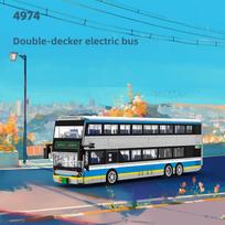 Vaikams Miesto Automobilis Autobusas Žaislas Tarpmiestinis Dviaukštis Autobusas Surinkimas Mažų Dalelių Statybiniai Blokiniai Berniukui ir Mergaitei Dovana Ornamentas gray