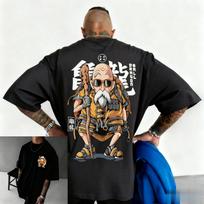 Dragon Ball Meistras Vintage Anime Spausdinimo Grafinis Marškinėlis Vyrams Moterims Laisvi Gatvės Stiliaus Trumpomis Rankovėmis Viršutiniai Drabužiai Vasaros Marškinėliai Atsitiktiniai Mados 4XL black