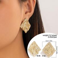 Personalized Liquid Lava Metal Love Water Drop Stud Earrings, Geometric Irregular Pleated Earrings Earrings beige