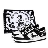 Nike Dunk Black White, Racing Black Shoe Box Abrasion Resistant Low top Skateboard Shoes Unisex Black DD1391-100(Team883-) 36.5 black