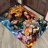 Tanjiro Nezuko Kamado Carpet Rug for Living Room Bedroom Home Sofa Decoration,Kids play Non-slip Floor Mat 40x60cm( 15x23in ) brown