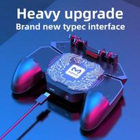 Mobile Game Controller with Semiconductor Cooling Six‑Finger Gamepad for Android iOS Phone blue
