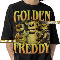 GOLDEN FREDDY FNAF Shirt, Five Nights At Freddy's Custom T-Shirt, FNaF Vintage Bootleg Merch, Yellow Bear Five Night At Freddys Bootleg Tees 110 brown