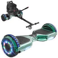 RCB Hoverboardas + Kartas 2-in-1 6,5 colio su Bluetooth ir LED – Reguliuojamas Kartingas – žalias/juodas – idealus vaikų dovanų rinkinys