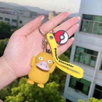 Žavingas silikoninis Pikachu raktų pakabukas Mielas kūrybiškas personažo pakabinamas aksesuaras Psyduck gray