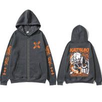 Anime My Hero Academia Bakugou Katsuki Zipper Hoodie Men Women Casual Oversized Zip Up Jacket Coat Male Cartoon Harajuku Hoodies XXL black
