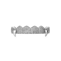 Luxury Iced Out Gold Plated Teeth Grillz Set Cubic Zirconia Punk Diamond Teeth Mouth Grillz for Men Body Jewelry gray