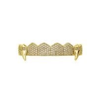 Luxury Iced Out Gold Plated Teeth Grillz Set Cubic Zirconia Punk Diamond Teeth Mouth Grillz for Men Body Jewelry auksas