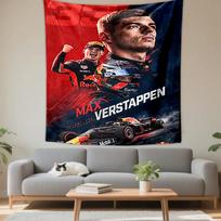 Maxas Verstappenas F1 Red Bull Racing automobilio portreto rašto gobelenas miegamojo ir svetainės namų dekoravimui sofoms 180x230cm(70x90in)