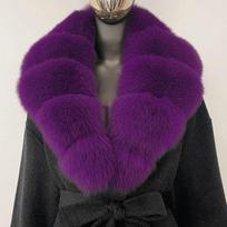 Luxury Real Fox Fur Shawl Scarf For Women Natural Fox Fur Collar Neck Warmer Winter Fashion Detachable Fur Collar For Overcoat Length 75CM blue