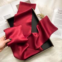 Solid 100% Natural Real Silk Scarf Women Bandana Square Scarves Wrap Kerchief Mulberry Spring Fashion Luxury High Quality Hijab black