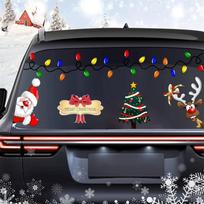 Christmas Peeking Reflective Car Decals Santa Claus Reindeer Snowman Funny Car Stickers For Auto,SUV,Truck, Refrigerator Window Indoor And Outdoor Style_3 black