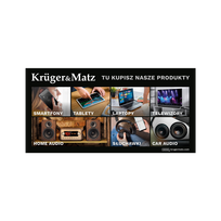 Kruger&Matz reklaminis plakatas „Čia galite įsigyti mūsų gaminių“, 200 × 100 cm