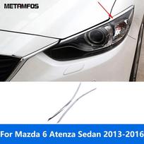 Head Light Lamp Eyelid Eyebrow For Mazda 6 M6 Atenza Sedan 2013 2014 2015 2016 Chrome Headlight Strip Trim Exterior Accessories gray