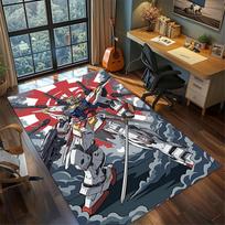 Gundam Large Area Rug Non Slip Washable Floor Mat for Gamer Room Bedroom Home Decor 60x90cm black
