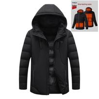 Išmanioji dvigubo valdymo USB šildoma žiemos striukė su reguliuojama temperatūra vyrams ir moterims 5XL black