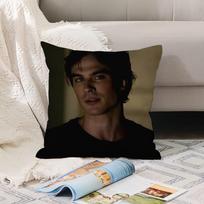 Vampire Diaries Starring D-Damon S-Salvatore Pillow Case Office Cushions Suitable For Sofa Car Bedroom Decorative Cushion Cover Peach skin 18*18(CM)-1Pcs brown