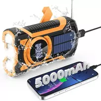 Gemmac avarinis radijas su rankiniu generatoriumi, Bluetooth, 5000 mAh, IPX5 EM03