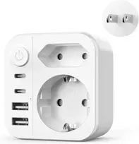grestar kelioninis kištukų adapteris į A tipą su 2 USB-A, 2 USB-C, 2500 W B0FHJ4VYMW
