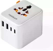 TESSAN universalus kelioninis kištukų adapteris su 2 USB-A ir 2 USB-C jungtimis, 2500 W TS-WTA10