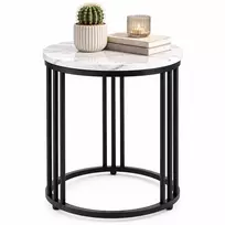 Relaxdays Apvalus šoninis staliukas su marmuro imitacija, metalinis rėmas, 3 kojos