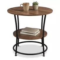 TV staliukas Relaxdays Šoninis staliukas su 2 lentynomis, apvalus, plieno rėmas, Ø 55 cm, aukštis 55 cm