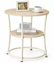 TV staliukas Relaxdays Šoninis staliukas su 2 lentynomis, apvalus, plieno rėmas, Ø 55 cm, aukštis 55 cm