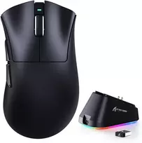 ATTACK SHARK V3 PRO Juodas itin lengva belaidė žaidimų pelė, 3 režimų, su įkrovimo stotele