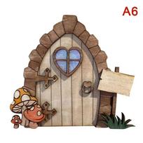 Mini namų dekoracijos Medinės fėjų durys Pasakos vartai Durų dekoracija Amatai Ornamentai Sodo kiemo dekoracija A6 beige