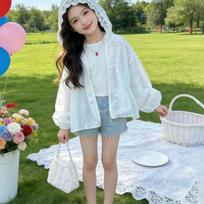 Girls Lightweight Breathable Uv Protection Summer Sun Jacket Kids Outerwear 160cm balta