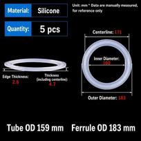 Food Grade Tri Clamp Gasket Transparent Sanitary Ferrule Seal Durable Sanitary Gasket 20Pcs K50.5mm-32mm