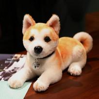 Tikroviškas Akita šuo iškamša pliušinis žaislas mielas imituotas šuniukas Shiba Inu pūkuotas nuraminantis kūdikio lėlė gimtadienio dovanos vaikams 25cm beige