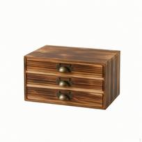Wooden Tabletop Organizer with Drawers Rustic Chest of Vintage Desktop Cabinet for Burnt brown