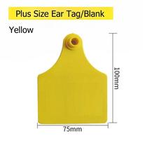 20 PCS Cow Ear Tag Plus Size Cattle Sign Blank Earrings Head Farm Animal Identification Big Card TPU Copper Nail 100x75mm geltona