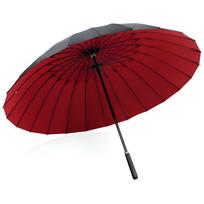Ypač didelis 24 lankų dvigubo sluoksnio skėtis vyriškas ilga rankena tiesus skėtis didelis sustiprintas storas Wine red brown