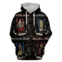 New Fashion Machine Head Rock  3D Printed Clothes Streetwear Men Hoodies Sweatshirt Fashion  Hooded Long Sleeve Pullover Tops S black